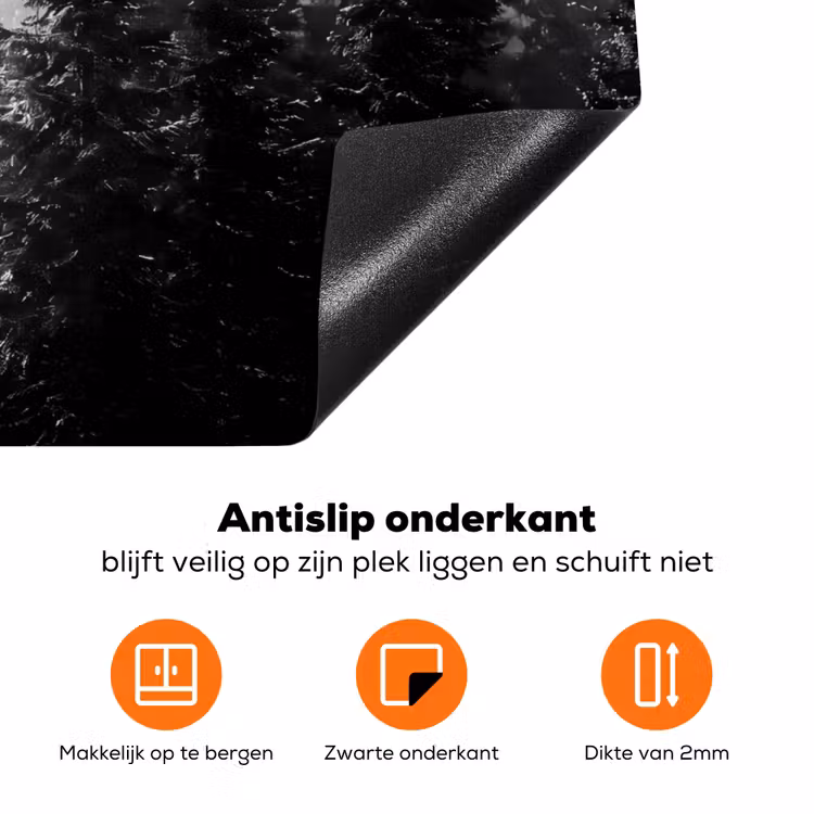 Bos - Mist - Winter - Monochroom - Natuur Inductie beschermer vinyl 3mm klein -zzzzzzz-td-onderkant