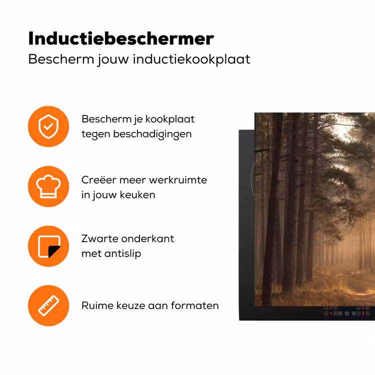 Bos - Mist - Zonlicht Inductie beschermer vinyl 3mm klein -zzzzzzz-td-ups