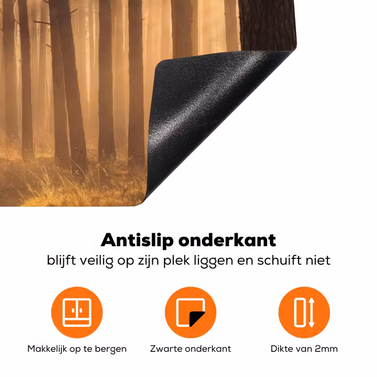 Bos - Mist - Zonlicht Inductie beschermer vinyl 3mm klein -zzzzzzz-td-onderkant