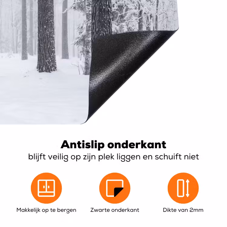 Bos - Sneeuw - Pad - Winter - Stilte Inductie beschermer vinyl 3mm klein -zzzzzzz-td-onderkant