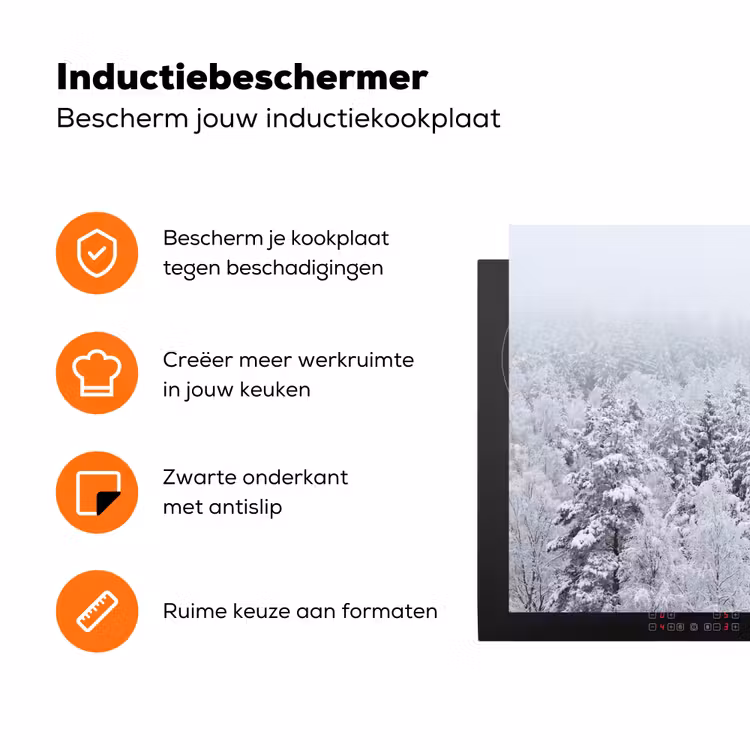 Bos - Sneeuw - Winter - Natuur - Wit Inductie beschermer vinyl 3mm klein -zzzzzzz-td-ups