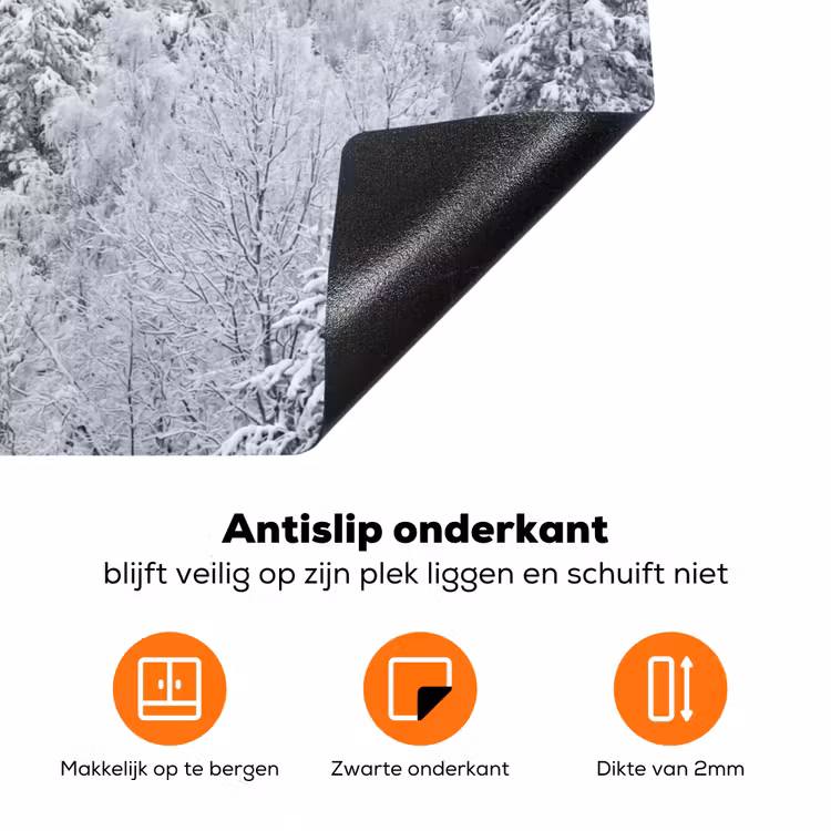 Bos - Sneeuw - Winter - Natuur - Wit Inductie beschermer vinyl 3mm klein -zzzzzzz-td-onderkant