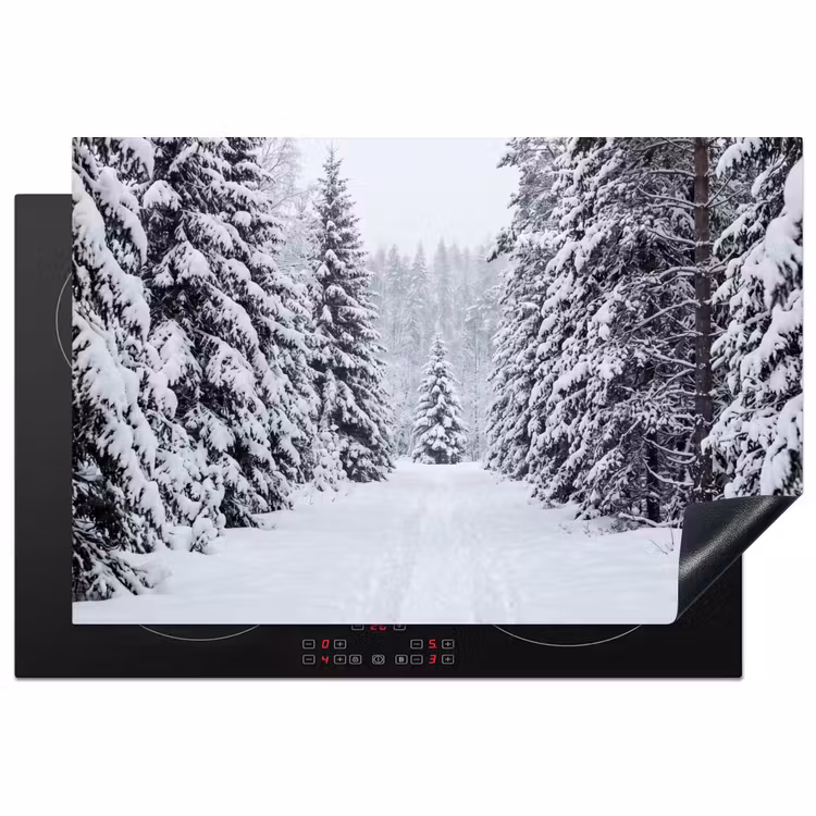 Bos - Winter - Sneeuw - Pad - Natuur Inductie beschermer vinyl 3mm klein -3d