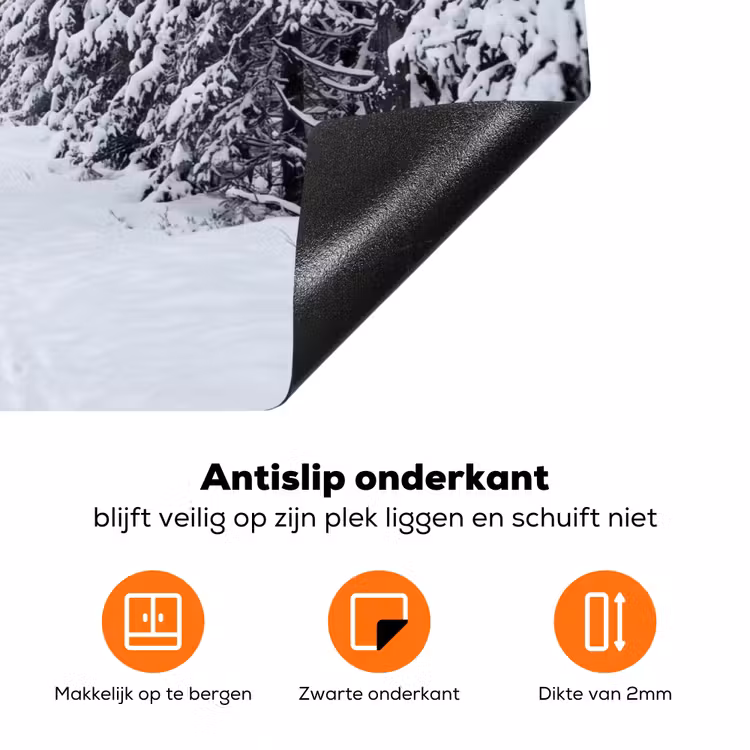 Bos - Winter - Sneeuw - Pad - Natuur Inductie beschermer vinyl 3mm klein -zzzzzzz-td-onderkant