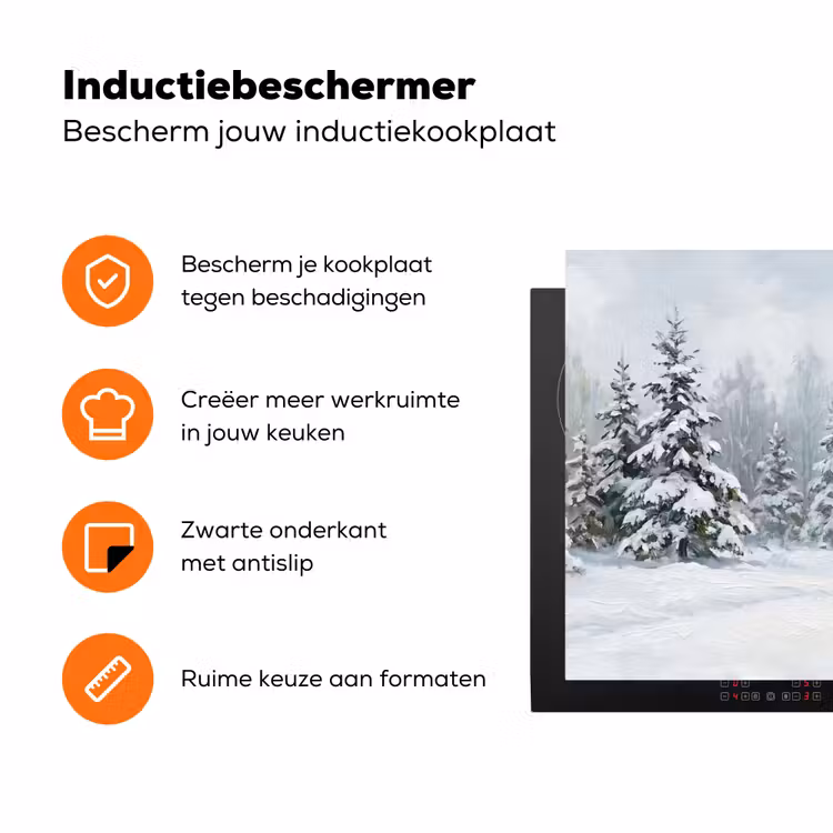 Bospad - Dennen - Sneeuw - Winter - Rustgevend Inductie beschermer vinyl 3mm klein -zzzzzzz-td-ups