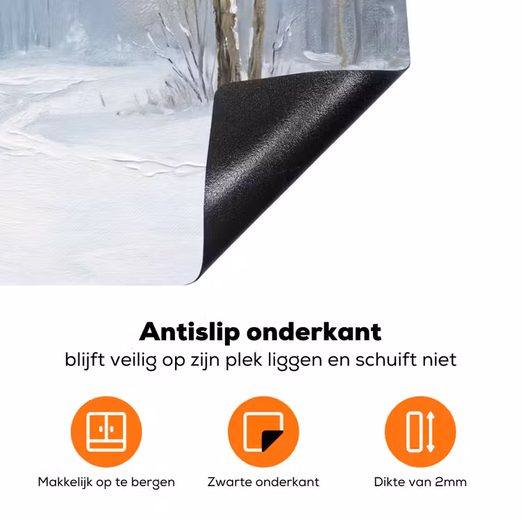 Bospad - Dennen - Sneeuw - Winter - Rustgevend Inductie beschermer vinyl 3mm klein -zzzzzzz-td-onderkant