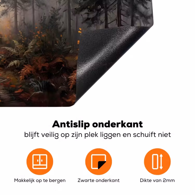 Bospad - Herfstbladeren - Natuur - Schilderachtig - Oranje Inductie beschermer vinyl 3mm klein -zzzzzzz-td-onderkant