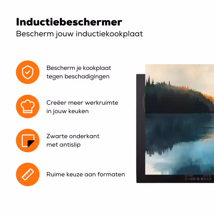Bossen - Meer - Kano - Oranje Inductie beschermer vinyl 3mm klein -zzzzzzz-td-ups