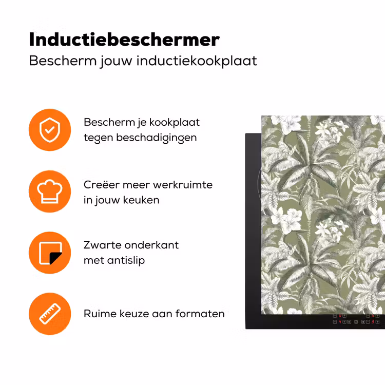 Botanisch - Bloemen - Groen Inductie beschermer vinyl 3mm klein 276 -zzzzzzz-td-ups