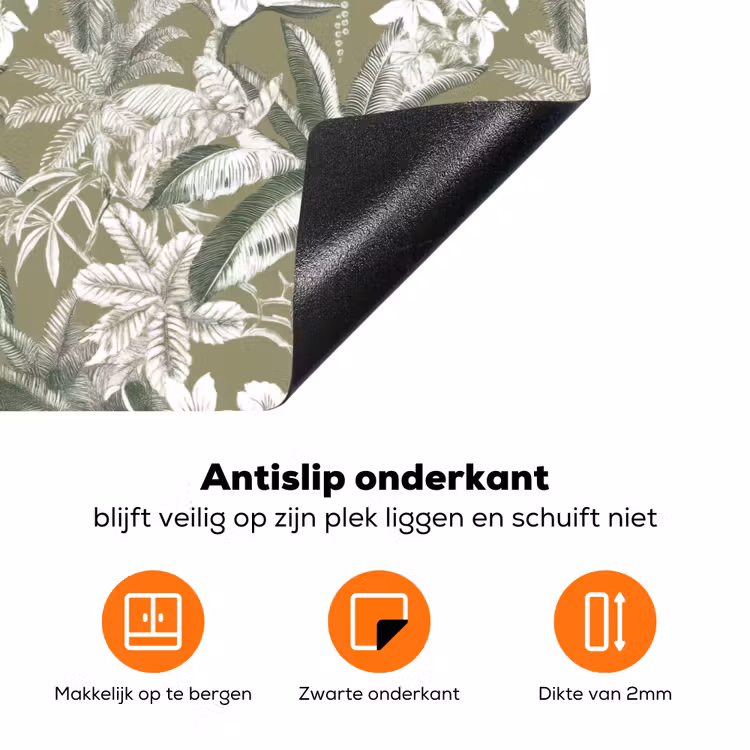 Botanisch - Bloemen - Groen Inductie beschermer vinyl 3mm klein 276 -zzzzzzz-td-onderkant