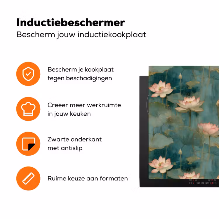 Botanisch - Bloemen - Roze Inductie beschermer vinyl 3mm klein 276 -zzzzzzz-td-ups