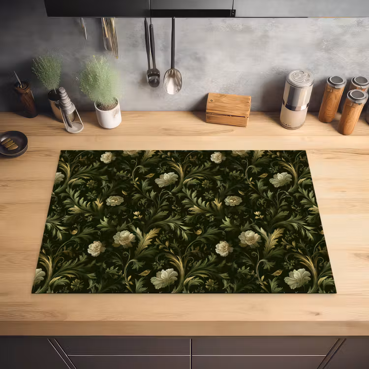 Botanisch - Naadloos - Bloemen Inductie beschermer vinyl 3mm klein 276 -sfeer5