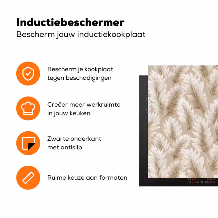Botanisch - Patroon - Beige Inductie beschermer vinyl 3mm klein 276 -zzzzzzz-td-ups