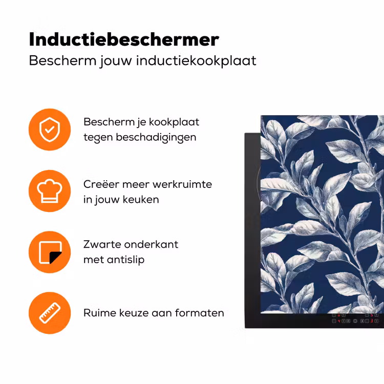 Botanisch - Patroon - Blauw Inductie beschermer vinyl 3mm klein 276 -zzzzzzz-td-ups
