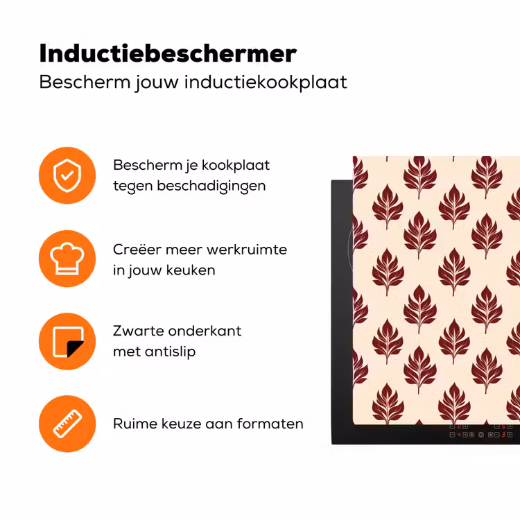 Botanisch - Patroon - Bordeaux Inductie beschermer vinyl 3mm klein 276 -zzzzzzz-td-ups