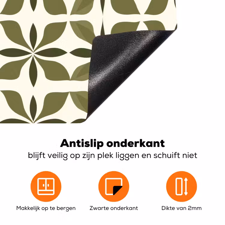 Botanisch - Retro - Groen Inductie beschermer vinyl 3mm klein 276 -zzzzzzz-td-onderkant