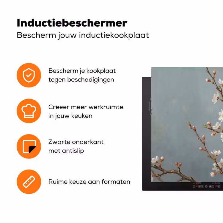 Botanisch - Stilleven - Blauw Inductie beschermer vinyl 3mm klein -zzzzzzz-td-ups
