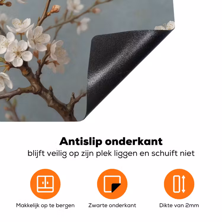 Botanisch - Stilleven - Blauw Inductie beschermer vinyl 3mm klein -zzzzzzz-td-onderkant