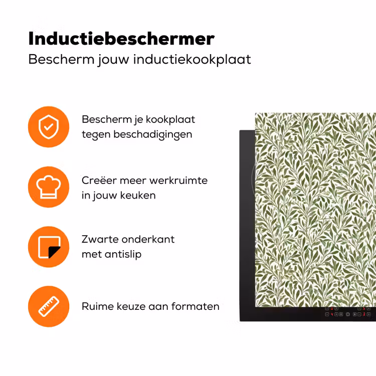 Botanisch - Takken - Groen Inductie beschermer vinyl 3mm klein 276 -zzzzzzz-td-ups
