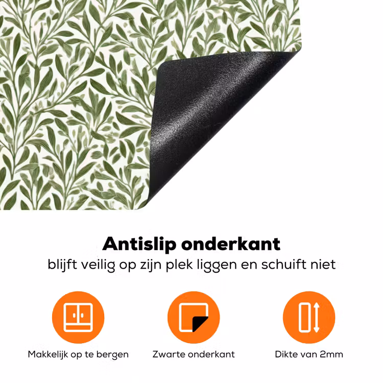 Botanisch - Takken - Groen Inductie beschermer vinyl 3mm klein 276 -zzzzzzz-td-onderkant
