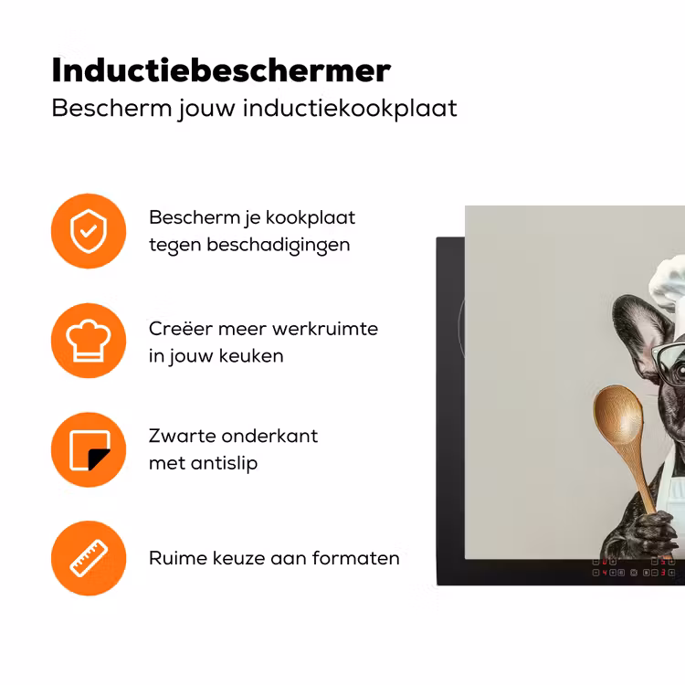 Bril - Hond - Kok Inductie beschermer vinyl 3mm klein -zzzzzzz-td-ups