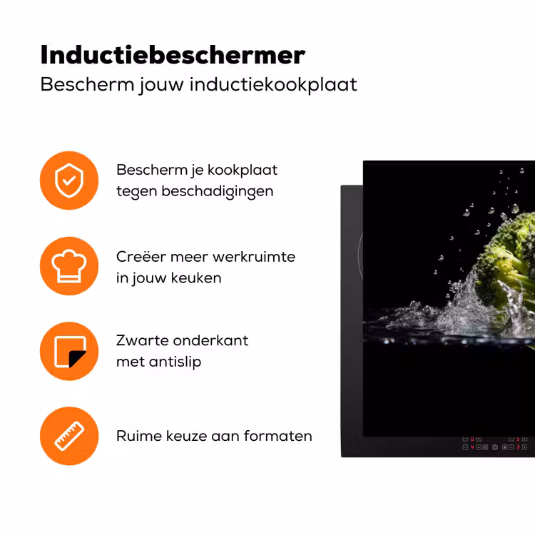 Broccoli - Groen - Water - Zwart Inductie beschermer vinyl 3mm klein -zzzzzzz-td-ups