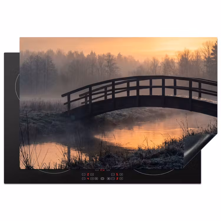 Brug - Mist - Bomen - Water Inductie beschermer vinyl 3mm klein -3d