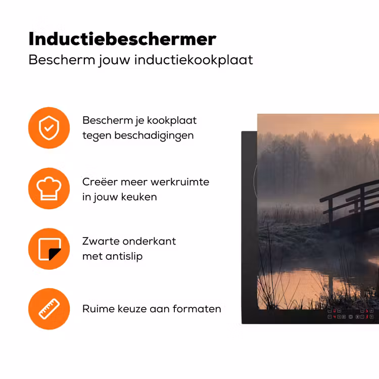 Brug - Mist - Bomen - Water Inductie beschermer vinyl 3mm klein -zzzzzzz-td-ups