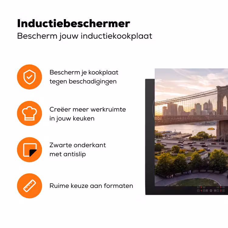 Brug - Rivier - Stad - Zonsondergang - Architectuur Inductie beschermer vinyl 3mm klein -zzzzzzz-td-ups