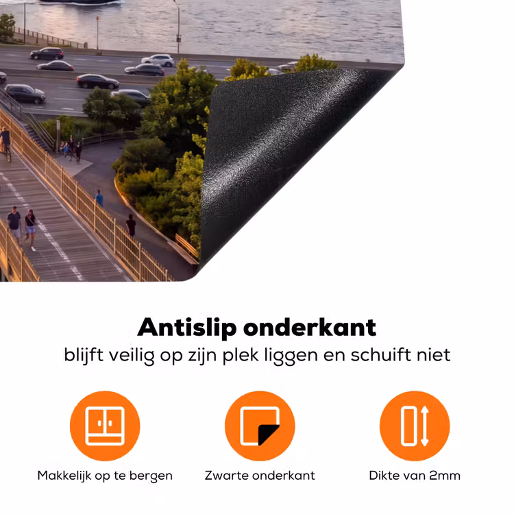 Brug - Rivier - Stad - Zonsondergang - Architectuur Inductie beschermer vinyl 3mm klein -zzzzzzz-td-onderkant