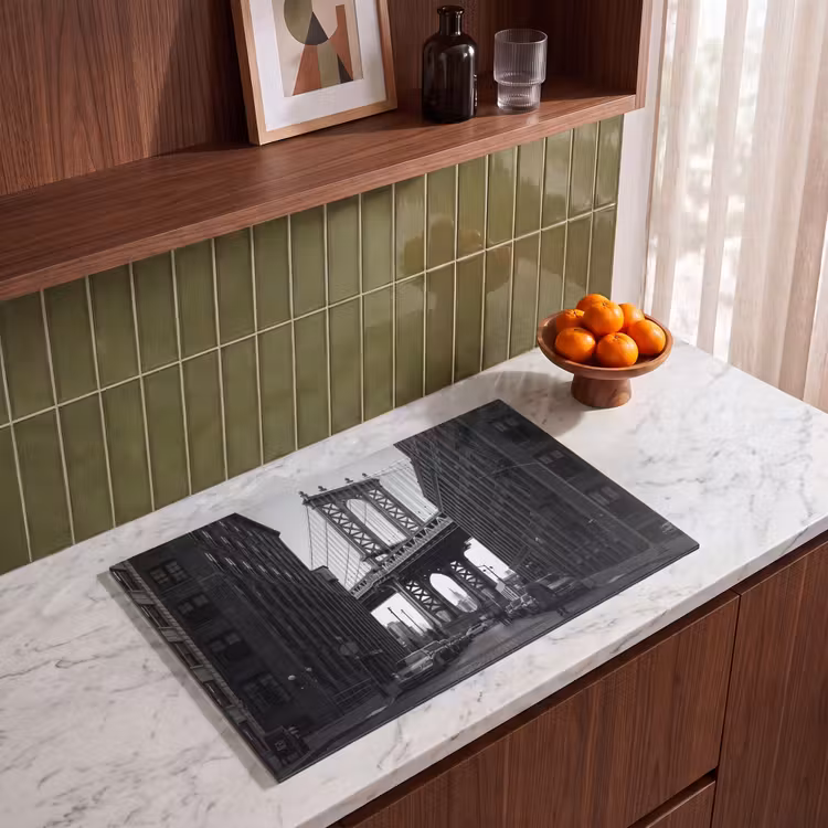 Brug - Stad - Architectuur - Modern - Zwart-wit Inductie beschermer vinyl 3mm klein -sfeer8