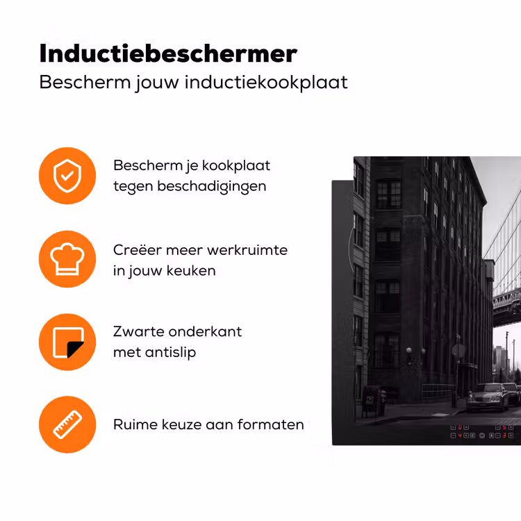Brug - Stad - Architectuur - Modern - Zwart-wit Inductie beschermer vinyl 3mm klein -zzzzzzz-td-ups