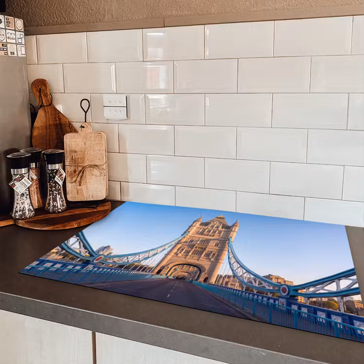 Brug - Toren - Architectuur - Klassiek - Blauw Inductie beschermer vinyl 3mm klein -sfeer3
