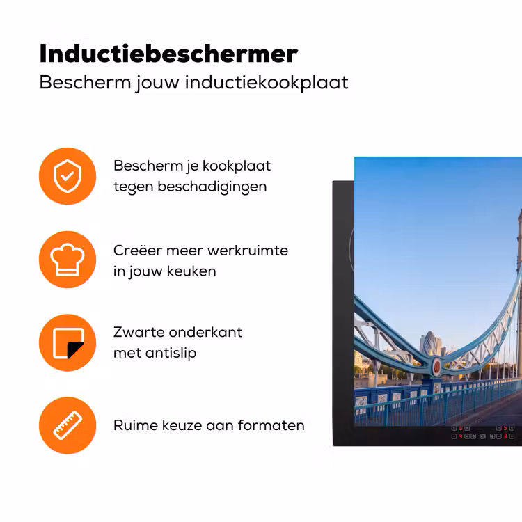 Brug - Toren - Architectuur - Klassiek - Blauw Inductie beschermer vinyl 3mm klein -zzzzzzz-td-ups