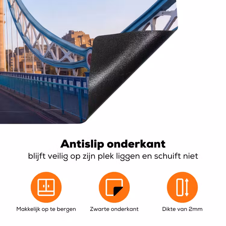Brug - Toren - Architectuur - Klassiek - Blauw Inductie beschermer vinyl 3mm klein -zzzzzzz-td-onderkant
