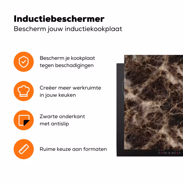 Bruin - Goud - Marmer Inductie beschermer vinyl 3mm klein 276 -zzzzzzz-td-ups