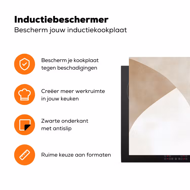 Bruin - Japandi - Abstract Inductie beschermer vinyl 3mm klein -zzzzzzz-td-ups