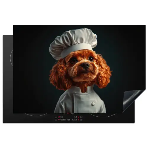 Bruin - Kok - Hondje Inductie beschermer vinyl 3mm klein -3d