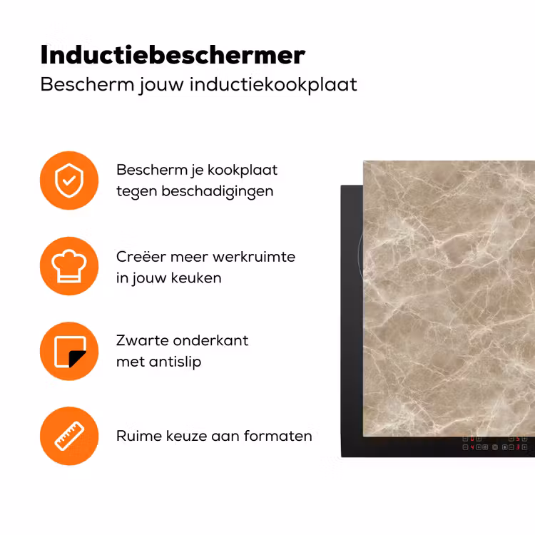 Bruin - Kristaladers - Marmer Inductie beschermer vinyl 3mm klein 276 -zzzzzzz-td-ups