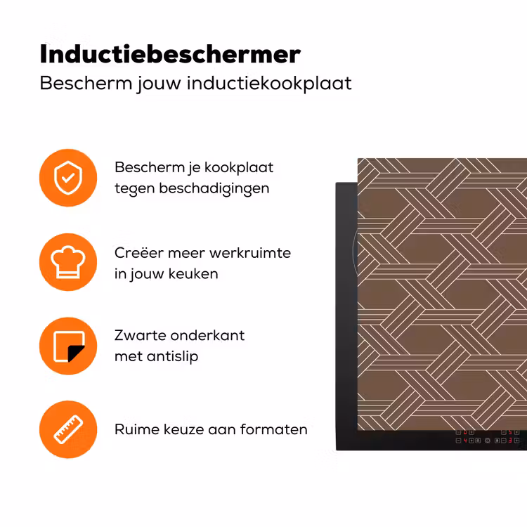 Bruin - Lijnen - Patroon Inductie beschermer vinyl 3mm klein 276 -zzzzzzz-td-ups
