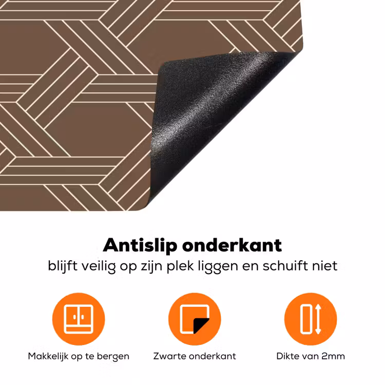 Bruin - Lijnen - Patroon Inductie beschermer vinyl 3mm klein 276 -zzzzzzz-td-onderkant