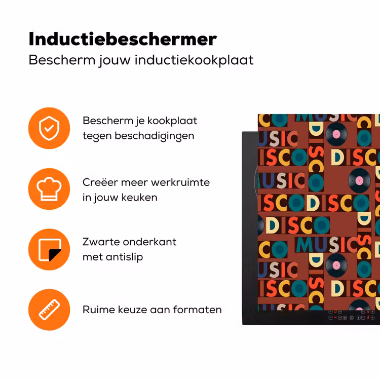 Retro - Disco - Muziek - 70s - Multi Inductie beschermer vinyl 3mm klein 276 -zzzzzzz-td-ups