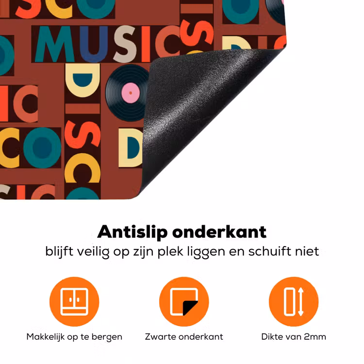 Retro - Disco - Muziek - 70s - Multi Inductie beschermer vinyl 3mm klein 276 -zzzzzzz-td-onderkant