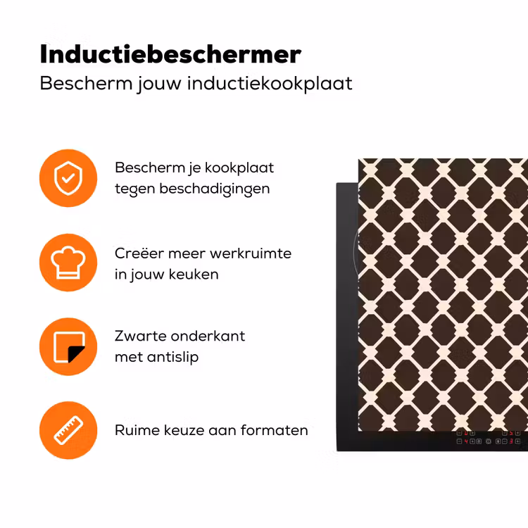 Bruin - Ruitpatroon - Geometrisch Inductie beschermer vinyl 3mm klein 276 -zzzzzzz-td-ups