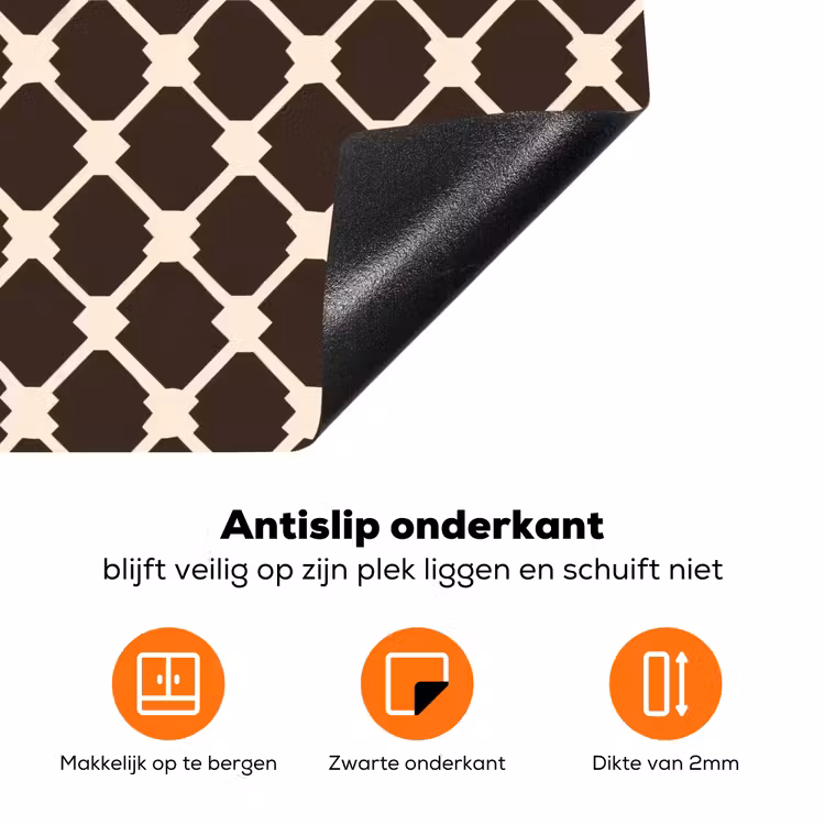 Bruin - Ruitpatroon - Geometrisch Inductie beschermer vinyl 3mm klein 276 -zzzzzzz-td-onderkant