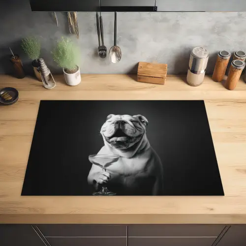 Buldog - Hond - Glas Inductie beschermer vinyl 3mm klein -sfeer5
