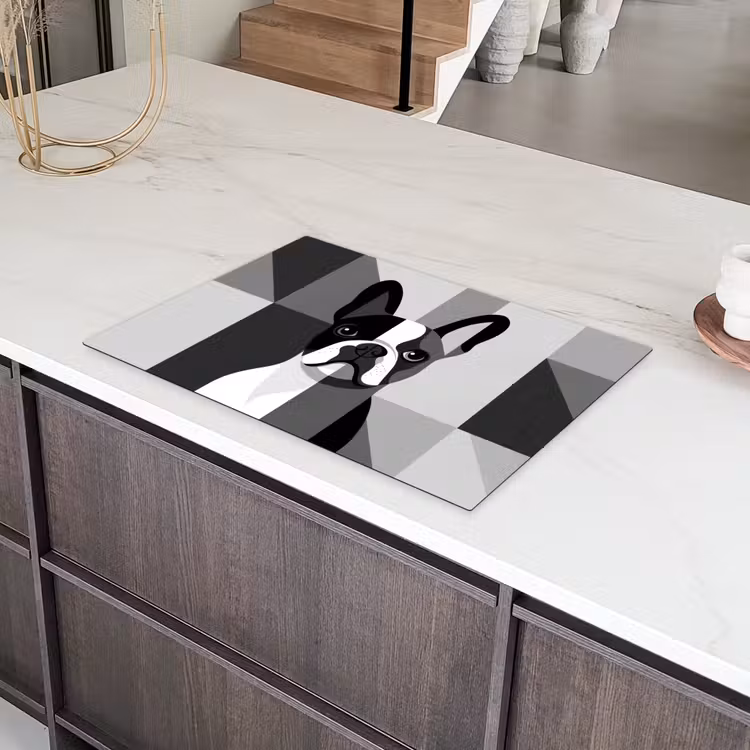 Buldog - Zwart - Abstract - Vlakken Inductie beschermer vinyl 3mm klein -sfeer8