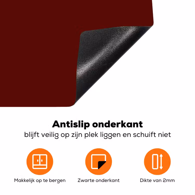 Burnt - Mahogany - Rood Inductie beschermer vinyl 3mm klein 276 -zzzzzzz-td-onderkant