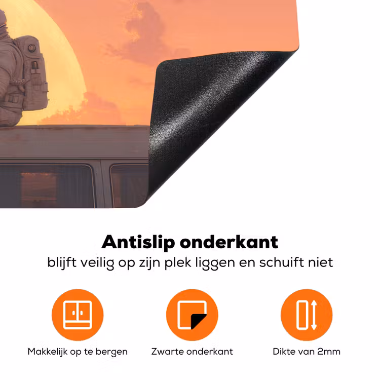 Busje - Kat - Zonsondergang - Oranje Inductie beschermer vinyl 3mm klein -zzzzzzz-td-onderkant