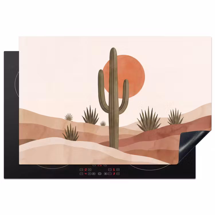 Cactus - Duinen - Modern - Landschap - Groen Inductie beschermer vinyl 3mm klein -3d